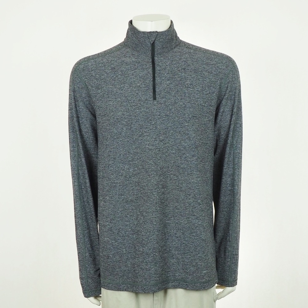 Lululemon Surge Warm 1/4-Zip Pullover Shirt Mens Large Heathered Black Training